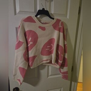 moon & madison Pink and Cream Patterned Sweater